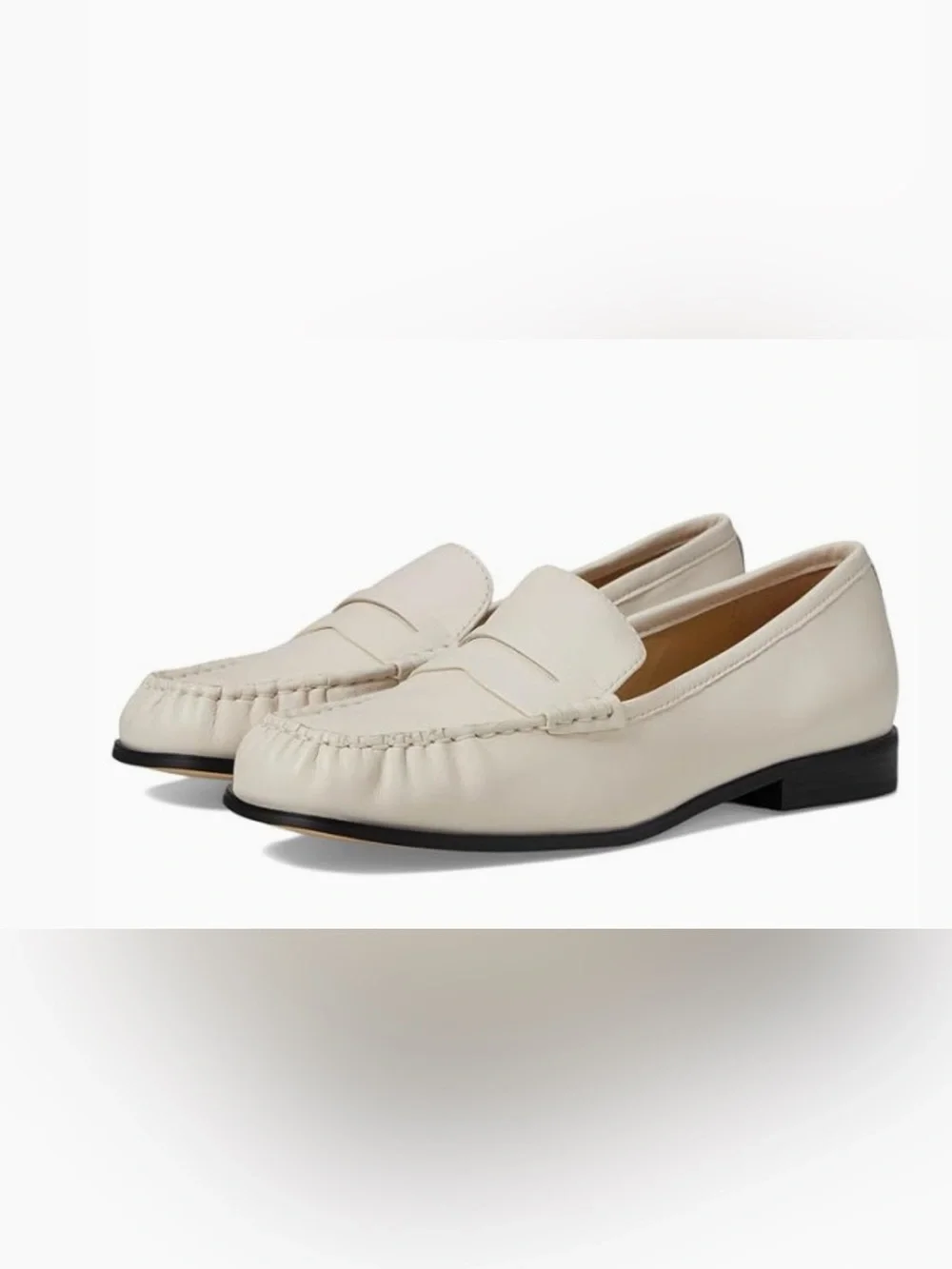 Michael Kors Cream and White Leather Slip-On Loafers